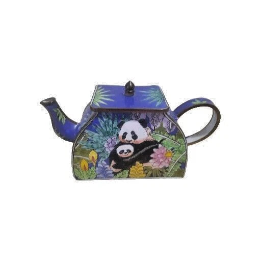 Kelvin Chen Mother & Baby Panda On A Miniature Enamel Teapot