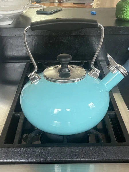 Chantal Whistling Teapot Tea Kettle Aqua Turquoise Enamel Great condition