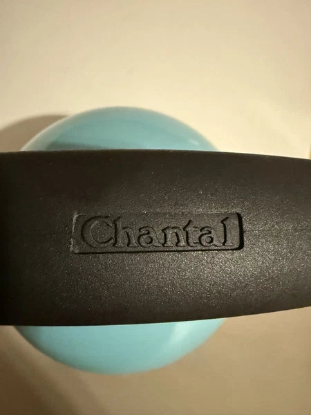 CHANTAL Whistling Tea KETTLE 2 Quart Turquoise Aqua Black On Silver