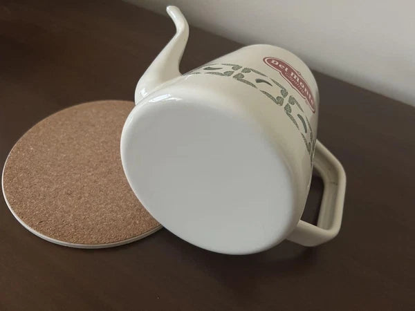 Kettle Delmonte with Hot Pad 2019 Gift-Hooped Enamel Used, Minor Scratches