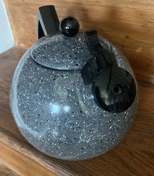 Copco Sam Lebowitz Speckled Enamelware Whistling Tea Kettle Modern Atomic