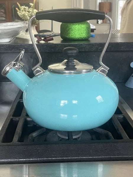 Chantal Whistling Teapot Tea Kettle Aqua Turquoise Enamel Great condition