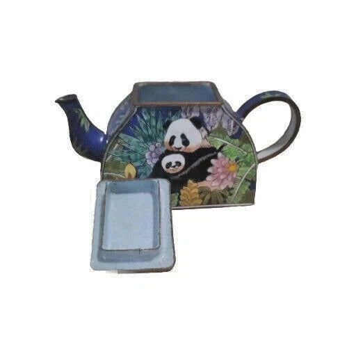 Kelvin Chen Mother & Baby Panda On A Miniature Enamel Teapot