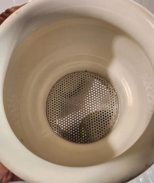 Green Heavy Enamel Tea Pot with Top Pot, Lid and Strainer~avacado color